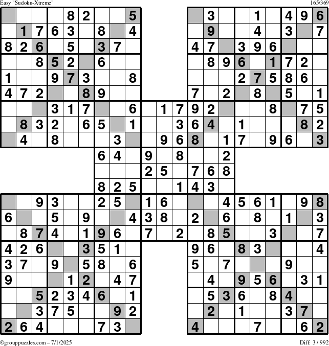 The grouppuzzles.com Easy Sudoku-Xtreme puzzle for Tuesday July 1, 2025