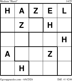 The grouppuzzles.com Medium Hazel puzzle for Saturday June 6, 2026