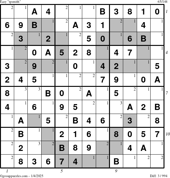 The grouppuzzles.com Easy tpsmith puzzle for Saturday January 4, 2025 with all 3 steps marked