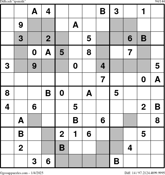 The grouppuzzles.com Difficult tpsmith puzzle for Saturday January 4, 2025