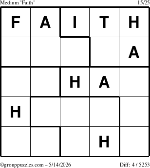 The grouppuzzles.com Medium Faith puzzle for Thursday May 14, 2026