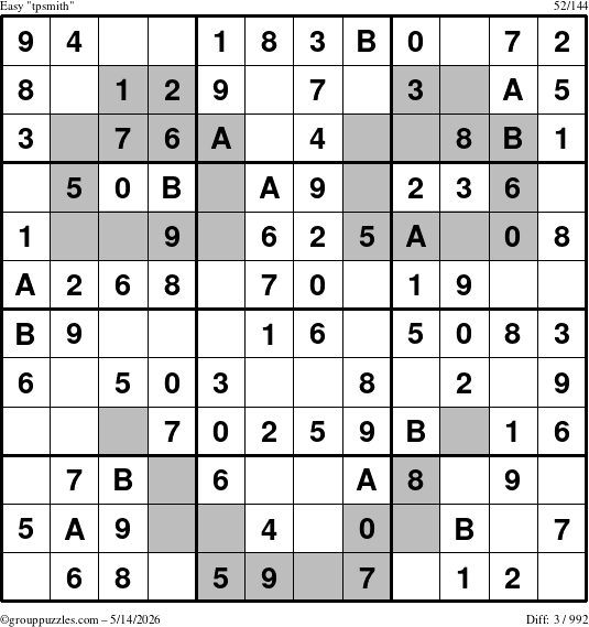 The grouppuzzles.com Easy tpsmith puzzle for Thursday May 14, 2026