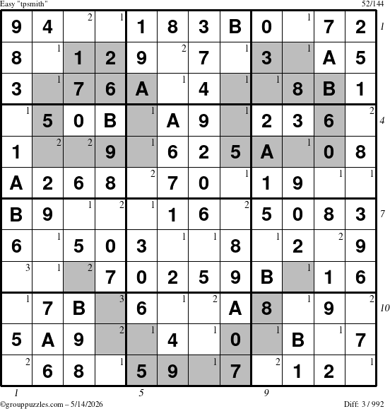 The grouppuzzles.com Easy tpsmith puzzle for Thursday May 14, 2026 with all 3 steps marked