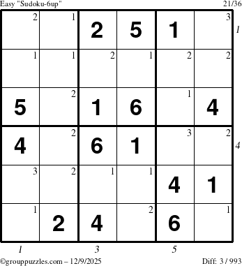 The grouppuzzles.com Easy Sudoku-6up puzzle for Tuesday December 9, 2025 with all 3 steps marked