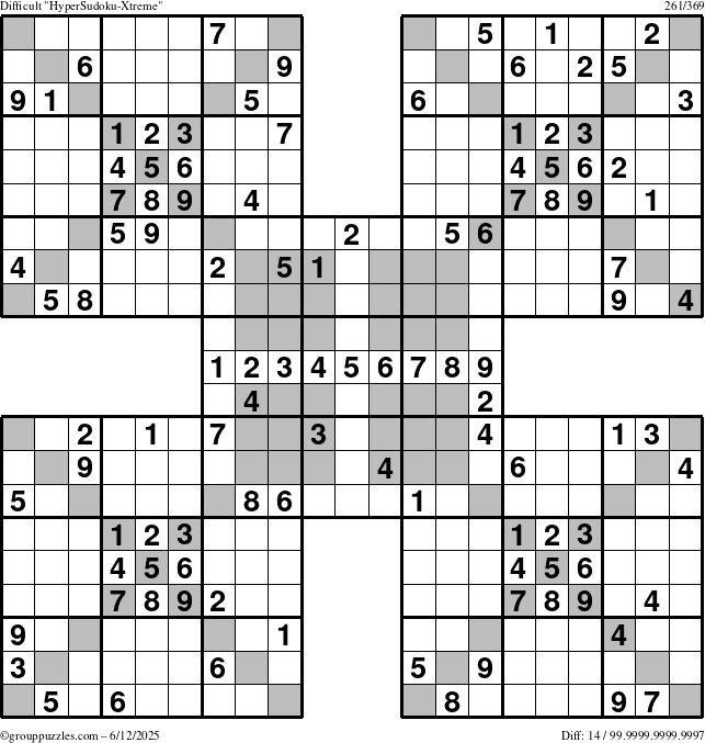 The grouppuzzles.com Difficult cover-HyperXtreme puzzle for Thursday June 12, 2025