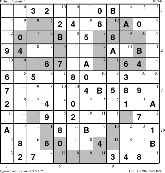 The grouppuzzles.com Difficult tpsmith puzzle for Thursday June 12, 2025, suitable for printing, with all 11 steps marked