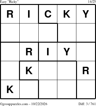 The grouppuzzles.com Easy Ricky puzzle for Thursday October 22, 2026