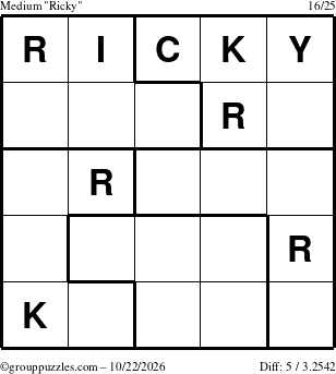 The grouppuzzles.com Medium Ricky puzzle for Thursday October 22, 2026