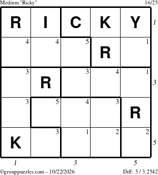 The grouppuzzles.com Medium Ricky puzzle for Thursday October 22, 2026 with all 5 steps marked