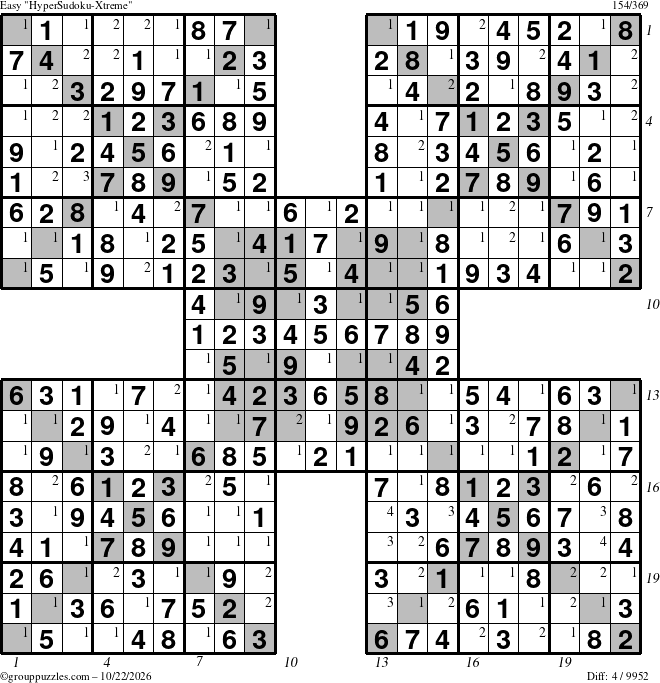 The grouppuzzles.com Easy cover-HyperXtreme puzzle for Thursday October 22, 2026 with all 4 steps marked