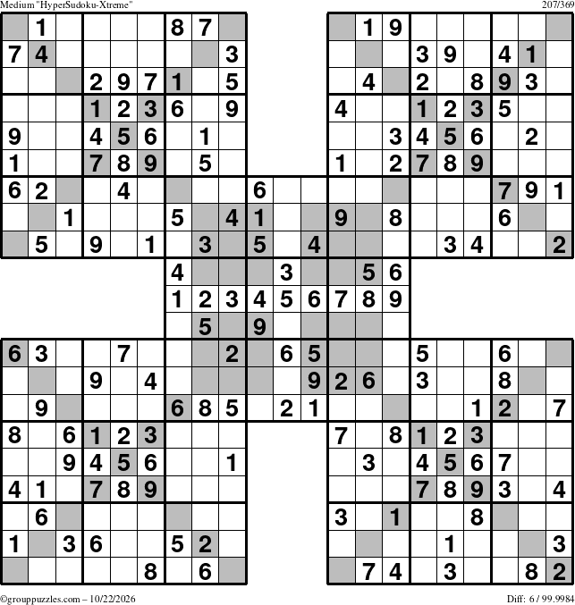 The grouppuzzles.com Medium cover-HyperXtreme puzzle for Thursday October 22, 2026