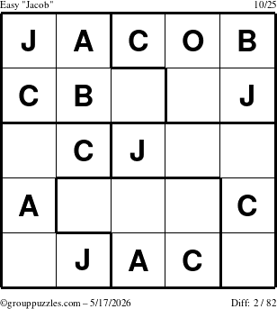 The grouppuzzles.com Easy Jacob puzzle for Sunday May 17, 2026