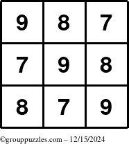 The grouppuzzles.com Answer grid for the TicTac-789 puzzle for Sunday December 15, 2024