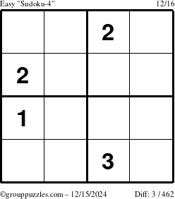 The grouppuzzles.com Easy Sudoku-4 puzzle for Sunday December 15, 2024