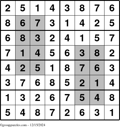 The grouppuzzles.com Answer grid for the HyperSudoku-8 puzzle for Sunday December 15, 2024