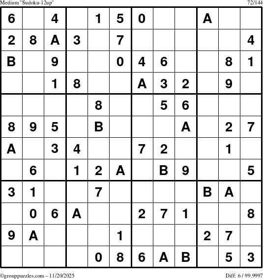 The grouppuzzles.com Medium Sudoku-12up puzzle for Thursday November 20, 2025
