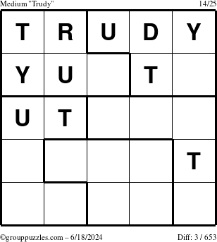 The grouppuzzles.com Medium Trudy puzzle for Tuesday June 18, 2024