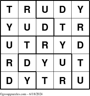 The grouppuzzles.com Answer grid for the Trudy puzzle for Tuesday June 18, 2024