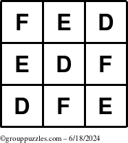 The grouppuzzles.com Answer grid for the TicTac-DEF puzzle for Tuesday June 18, 2024