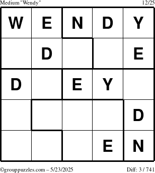 The grouppuzzles.com Medium Wendy puzzle for Friday May 23, 2025