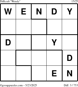 The grouppuzzles.com Difficult Wendy puzzle for Friday May 23, 2025