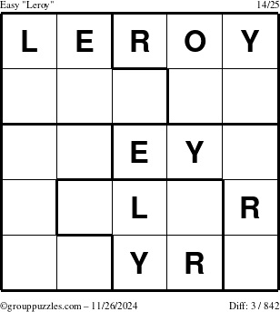 The grouppuzzles.com Easy Leroy puzzle for Tuesday November 26, 2024