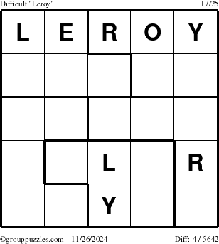 The grouppuzzles.com Difficult Leroy puzzle for Tuesday November 26, 2024