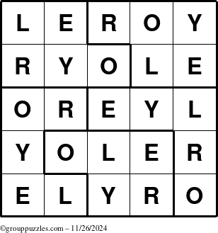 The grouppuzzles.com Answer grid for the Leroy puzzle for Tuesday November 26, 2024