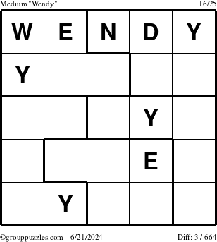 The grouppuzzles.com Medium Wendy puzzle for Friday June 21, 2024