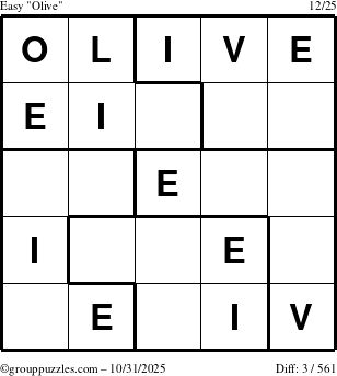 The grouppuzzles.com Easy Olive puzzle for Friday October 31, 2025