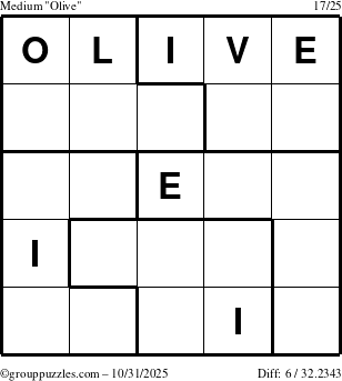 The grouppuzzles.com Medium Olive puzzle for Friday October 31, 2025