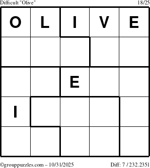 The grouppuzzles.com Difficult Olive puzzle for Friday October 31, 2025