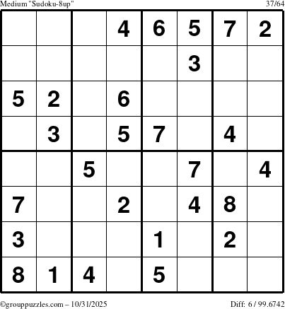 The grouppuzzles.com Medium Sudoku-8up puzzle for Friday October 31, 2025
