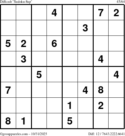 The grouppuzzles.com Difficult Sudoku-8up puzzle for Friday October 31, 2025