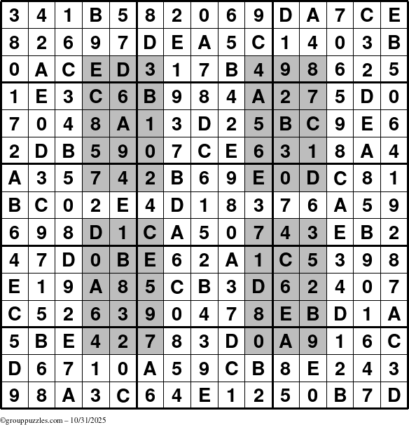The grouppuzzles.com Answer grid for the HyperSudoku-15 puzzle for Friday October 31, 2025