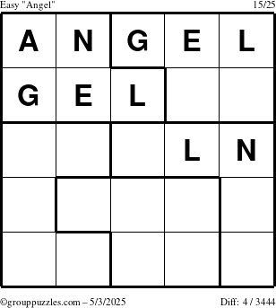 The grouppuzzles.com Easy Angel puzzle for Saturday May 3, 2025