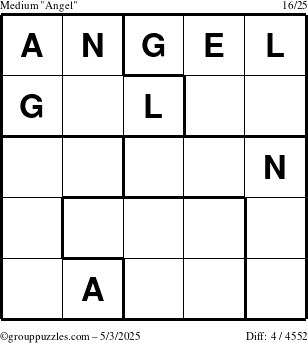 The grouppuzzles.com Medium Angel puzzle for Saturday May 3, 2025