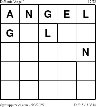 The grouppuzzles.com Difficult Angel puzzle for Saturday May 3, 2025