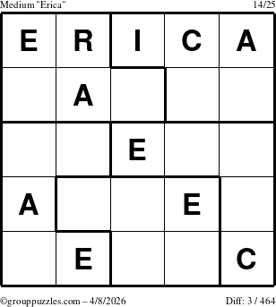 The grouppuzzles.com Medium Erica puzzle for Wednesday April 8, 2026