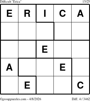 The grouppuzzles.com Difficult Erica puzzle for Wednesday April 8, 2026