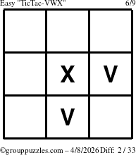 The grouppuzzles.com Easy TicTac-VWX puzzle for Wednesday April 8, 2026