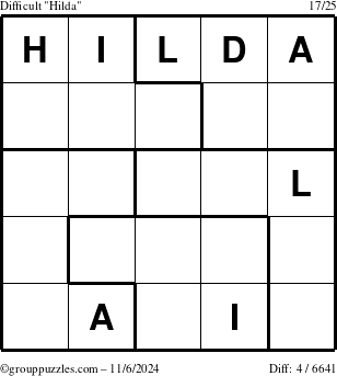 The grouppuzzles.com Difficult Hilda puzzle for Wednesday November 6, 2024