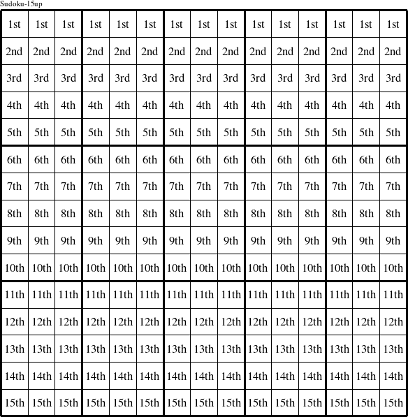 Each row is a group numbered as shown in this Sudoku-15up figure.