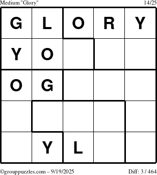 The grouppuzzles.com Medium Glory puzzle for Friday September 19, 2025