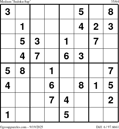 The grouppuzzles.com Medium Sudoku-8up puzzle for Friday September 19, 2025