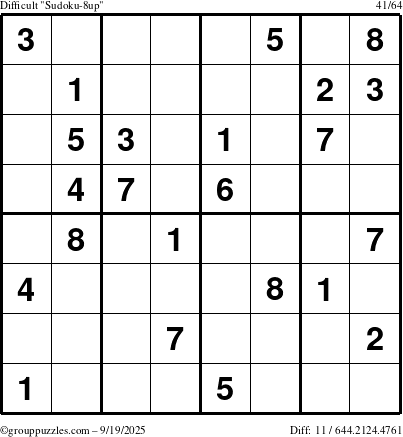 The grouppuzzles.com Difficult Sudoku-8up puzzle for Friday September 19, 2025