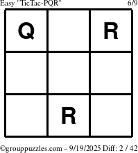 The grouppuzzles.com Easy TicTac-PQR puzzle for Friday September 19, 2025