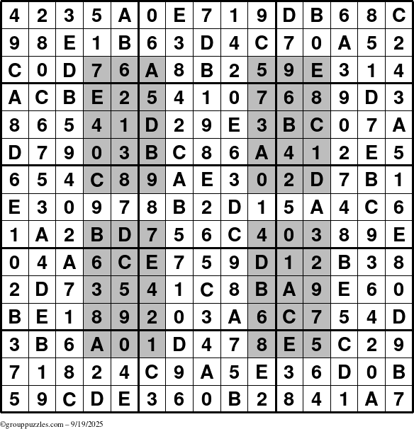 The grouppuzzles.com Answer grid for the HyperSudoku-15 puzzle for Friday September 19, 2025