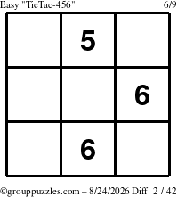 The grouppuzzles.com Easy TicTac-456 puzzle for Monday August 24, 2026
