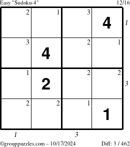 The grouppuzzles.com Easy Sudoku-4 puzzle for Thursday October 17, 2024 with all 3 steps marked